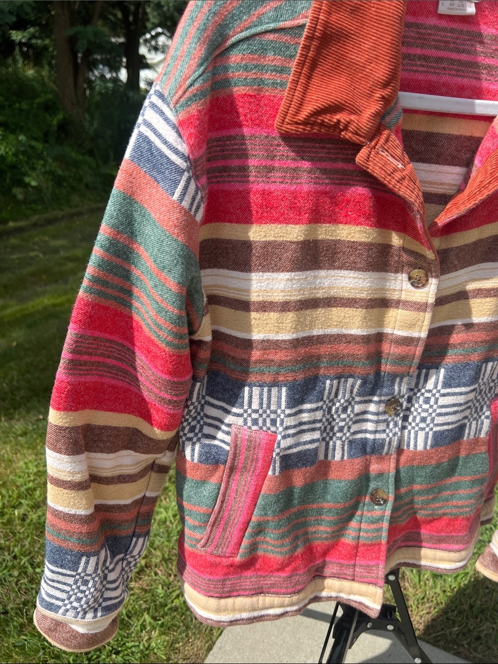 Brixton Benito Southwestern Style Multicolor Striped Corduroy Collar Jacket - Picture 4 of 15